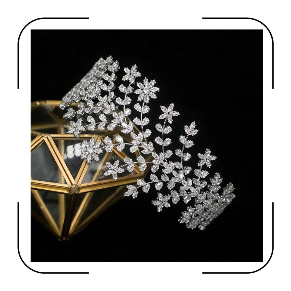 9293 Handmade CZ Wedding Tiaras Cubic Zirconia Bridal Headband Sweet 16